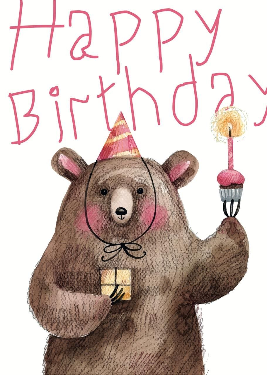 Листівка Happy Birth Day Ведмедик