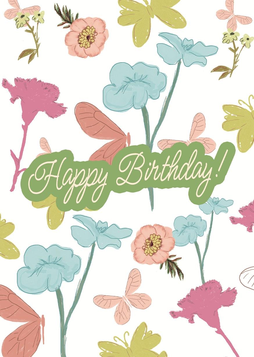 Листівка Happy Birthday Різнобарвʼя