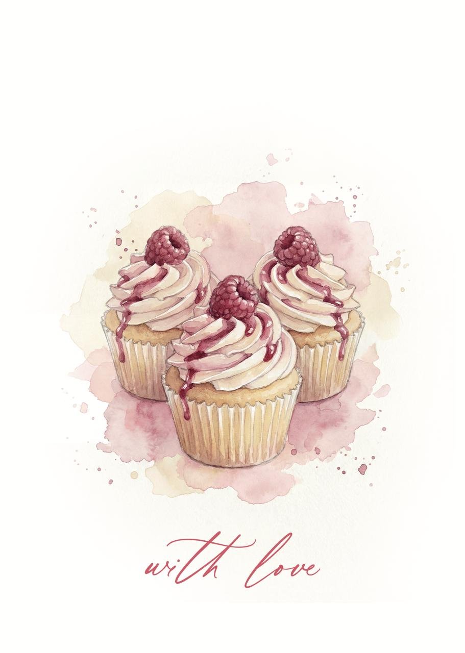 Листівка With love Малинові капкейки