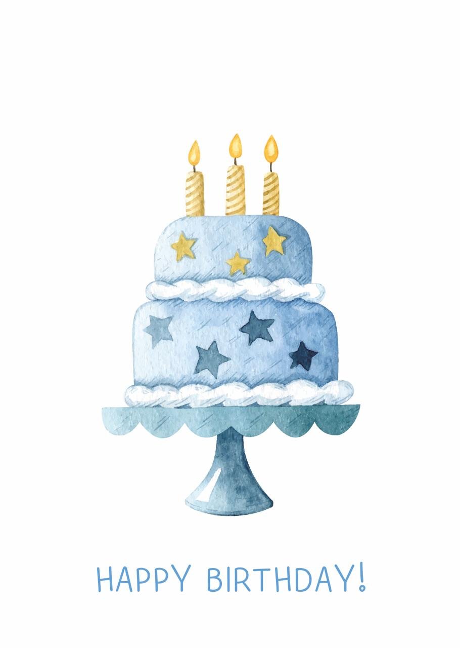 Листівка З Днем Народження! “Blue cake”